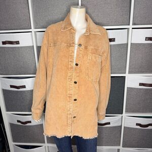 La Miel OVERSIZED WASHED FABRIC CORDUROY BUTTON DOWN JACKET Size Medium